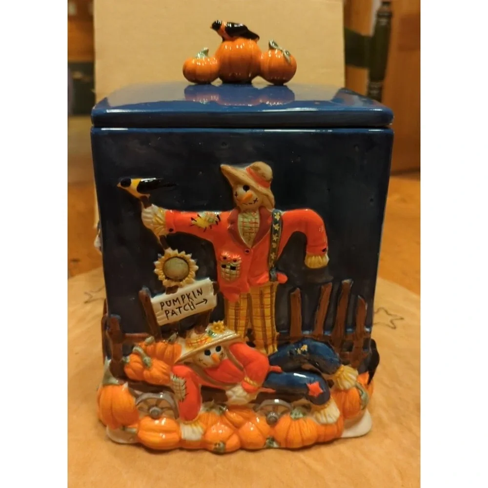 Very Rare Pumpkin Leslie Beck Oneida Kitchen Pum'kin Patch Ceramic Cookie Jar